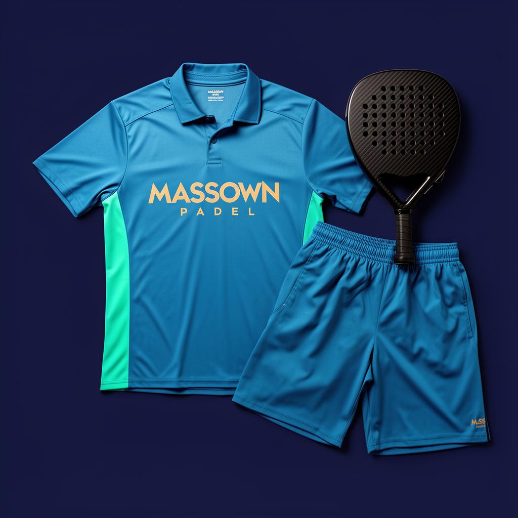 MASSOWN Padel team kit with performance polo, shorts and carbon racket