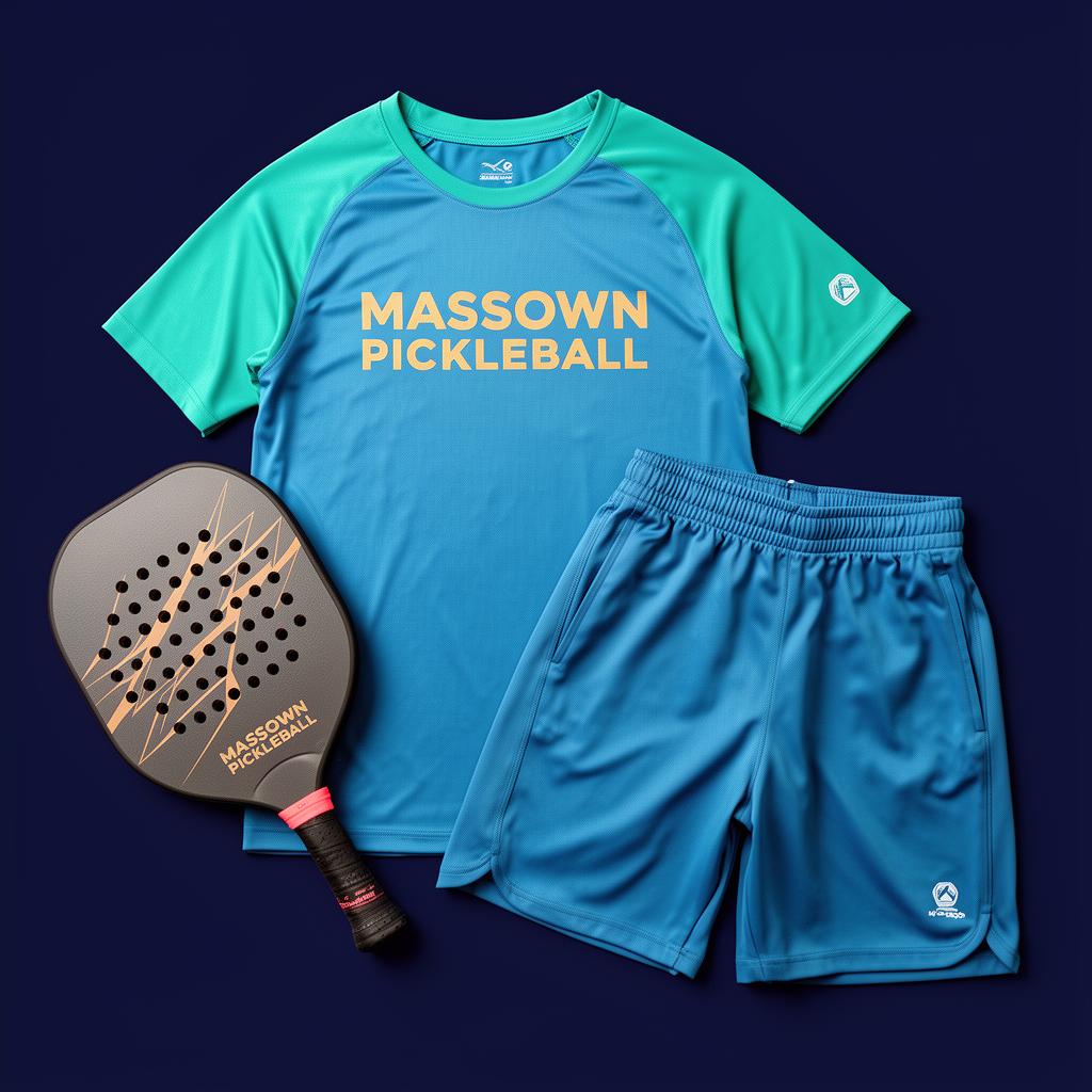 MASSOWN Pickleball team kit with raglan tee, shorts and graphite paddle