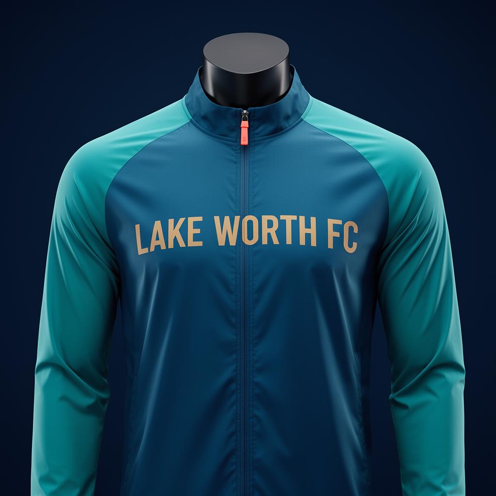 Lake Worth FC technical windbreaker jacket in ocean blue and teal